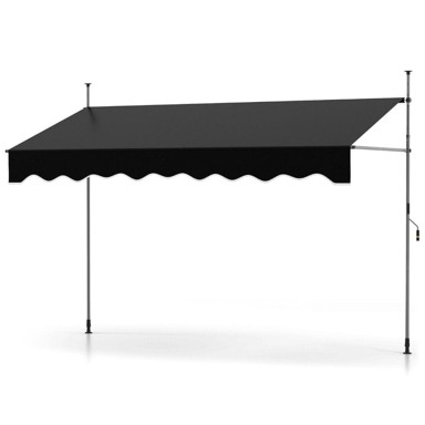 NORTHIX Uvlačna tenda 300 cm bez bušenja, s podesivom visinom i kutom, crna