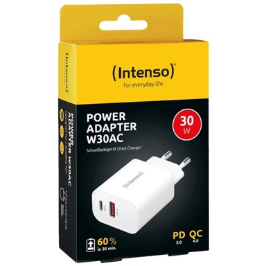 INTENSO Punjač kućni, brzi, USB A, UCB C, 3A, 30 W