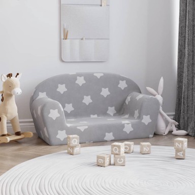 Dječji dvosjed svjetlosivi sa zvjezdicama od mekanog pliša