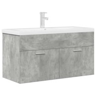 Kupaonski ormarić s ugrađenim lavabo-umivaonikom i slavinom, 90 x 38.5 x 46 cm, siva