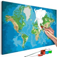 Slika za samostalno slikanje World Map (Blue &amp Green) 60x40