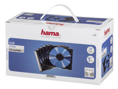 HAMA 1x50 CD Jewel Case SlimLine Transparent-Black 51269