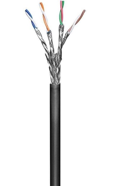 S/FTP Vanjski mrežni kabel CAT6, 100 m, crni