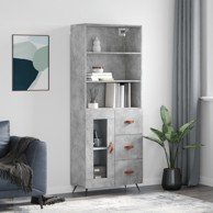 Visoka komoda siva betona 69,5x34x180 cm od konstruiranog drva