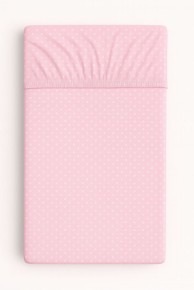 MY SWEET BABY Pamučna plahta za krevetić, 120x60 cm, točkice na ružičastoj podlozi