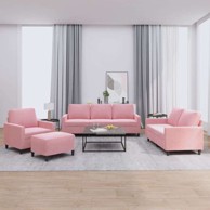 Set sofa 4-dijelni s jastučićima i tabureom, ružičasta 
