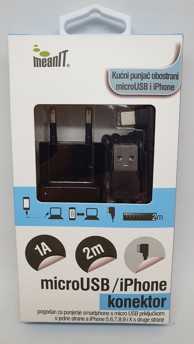 MEANIT Kućni punjač obostrani micro USB 2 m