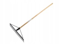 Ojačane grablje s 14 zubaca i ravnom drvenom drškom 1300 mm
