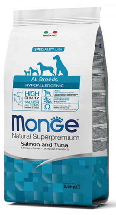 MONGE Hrana za pse Hypoallergenic, losos i tuna, 2,5 kg