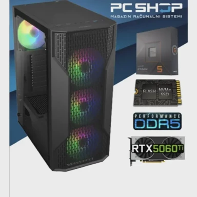 MAGAZINRS Stolno računalo Gamer / AMD Ryzen 5 7600X, 16GB, 1TB SSD, NVIDIA RTX 5060 Ti, bez OS-a