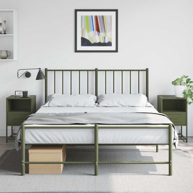 Noćni ormarići 2 kom 36x39x60,5 cm, čelični, maslinastozeleni