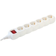 HOME Produžni kabel, 6 utičnice, prekidač, 1.5mm², 3 met, bijeli, NV 6K-3/WH/1,5