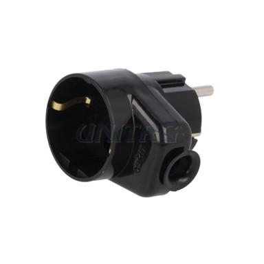 WERTOR Utikač šuko sa utičnicom crni