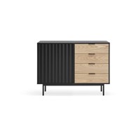 TEULAT Crna/u prirodnoj boji niska komoda u dekoru hrasta, 108x80 cm Sierra