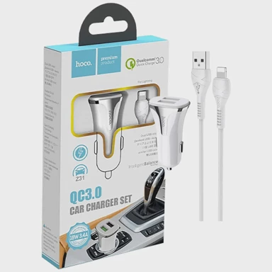 HOCO USB auto punjač Z31 UNIVERSE DUBLE PORT, Lightning