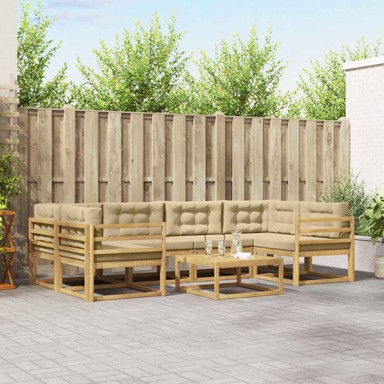 Set vanjskih sofa s jastukom, 5 kom, bijelo-bež