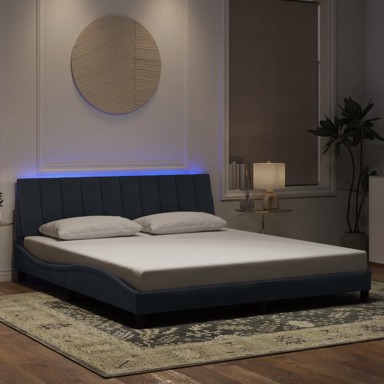 Okvir kreveta s LED svjetlima tamnosivi 180 x 200 cm baršunasti