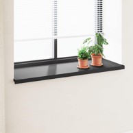 Prozorska klupčica, crna s drvenim uzorkom, 120 x 50 x 4.5 cm, PVC