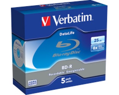 VERBATIM Blu-ray BD-R SL, Single Layer, White Blue Surface, Hard Coat, 6×, 25 GB, JC, 5 kom