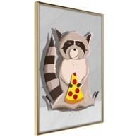 Poster Racoon Eating Pizza 30x45
