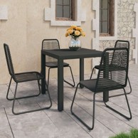 Vrtna garnitura, 5-dijelni vrtni blagovaonski set, dužina stola 79 cm, PVC ratan, crni