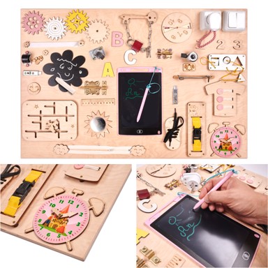 Drvena multifunkcionalna didaktička ploča, 75x50cm