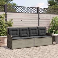 Vrtna klupa s jastukom 110 x 67 x 95 cm, poli-ratan, siva