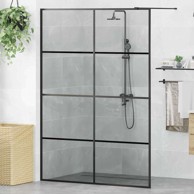 Zid za walk-in tuš, 140 x 195 cm, staklo otporno na udarce, crna