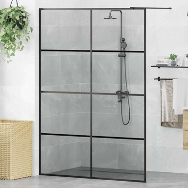 Zid za walk-in tuš, 140 x 195 cm, staklo otporno na udarce, crna