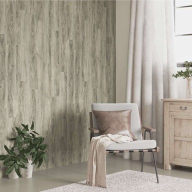 Zidne ploče s izgledom drva, PVC, 4.12 m², siva