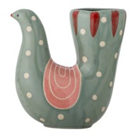 BLOOMINGVILLE Vaza zelena ručno oslikana od kamenine Trudy, visina 19 cm