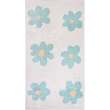 VITAUS Mentol zeleni/boje slonovače periv dječji tepih 60x100 cm Cute Flowers Green
