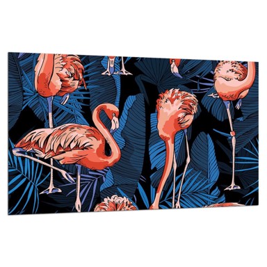 TMK ARTDEKO staklena zaštitna ploča za štednjak 80 x 52 cm, motiv flamingosi