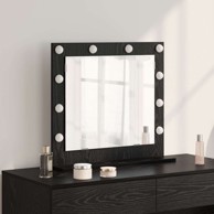 Ogledalo s LED svjetlima 60x55x18 cm, crna hrastovina