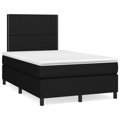 Krevet Box Spring s madracem, 120 x 190 cm, od tkanine, crni