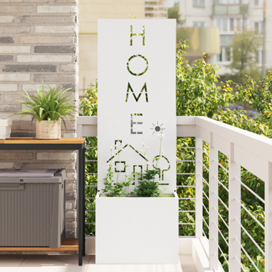 Vrtna sadilica s dekorativnom pločom, 50 x 140 cm, bijela