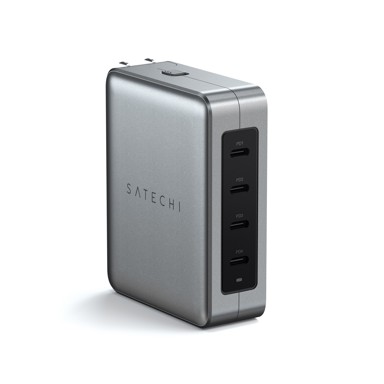 SATECHI Putni adapter za punjač, 145W, USB-C, 4-Port, UK-EU-AU-US adapter, siva