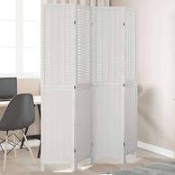 Sobna pregrada s 4 panela 40 x 200 cm od masivnog drva paulovnije bijela