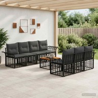 Set vanjskih sofa 8 kom od poliratana, crno-tamno sivi