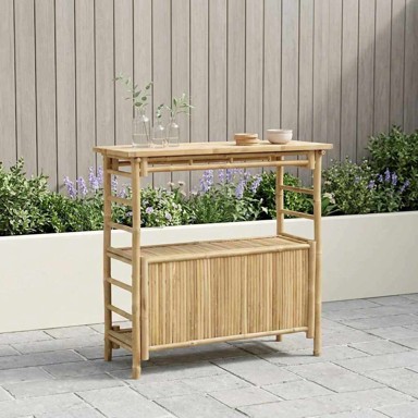 Vanjski bar stol s pohranom, 110 x 50 x 105 cm, bambus, prirodna