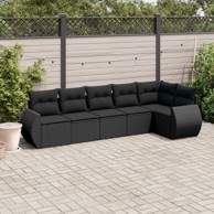 6-dijelni set vrtnih sofa s jastucima crni od poliratana