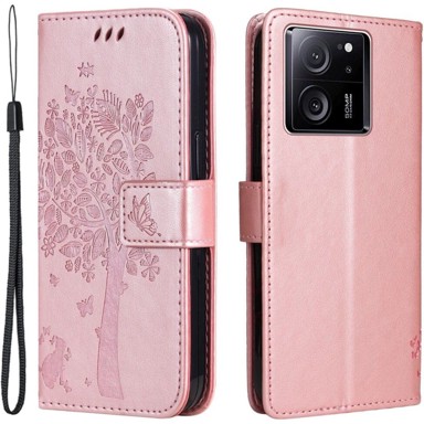 Preklopna futrola za Xiaomi 13T / 13T Pro, leptir, ružičasto zlato