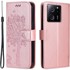 Preklopna futrola za Xiaomi 13T / 13T Pro, leptir, ružičasto zlato