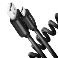 AXAGON Spiralni kabel BUCM-AM20TB, USB-C na USB-A, 1 m, USB 2.0, crni