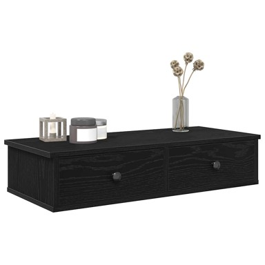 Zidna polica s ladicama crna 80x34x17 cm izrađeno drvo