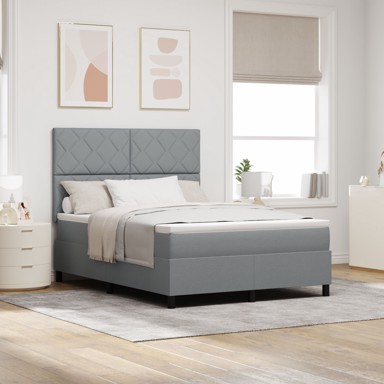 Box Spring krevet s madracem 140x200 cm tkanina, svijetlosiv