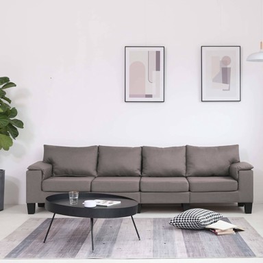 Sofa, 4 sjedala, tkanina, sivo-smeđa