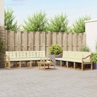 Set vanjskih sofa s jastukom 9 kom, bijela i krem