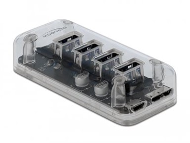 DELOCK USB hub, 4 USB-A 3.0, prozirni