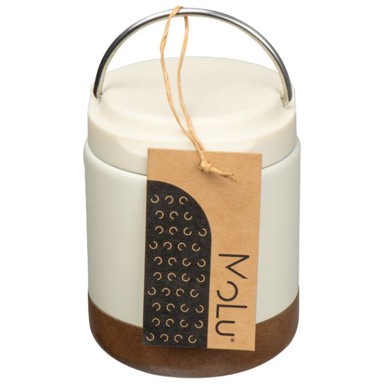 TERMO MOLU Posuda Porto Cervo 3983, 400 ml, metalna s drvenim podnožjem, bijela